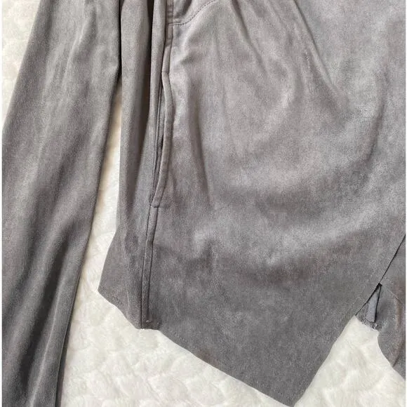 KUT From the Kloth Gray Drape Front Tayanita Faux Vegan Suede‎ Jacket - XS EUC - Image 10