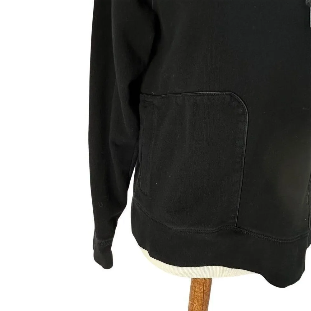 T Alexander Wang Black Leather Trim Mock Neck Pullover Hoodie Sweatshirt M Size M - Image 11