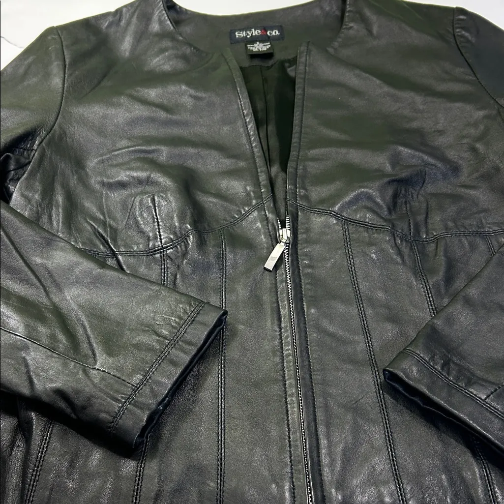 Style & Co. Black Leather Jacket - Image 11