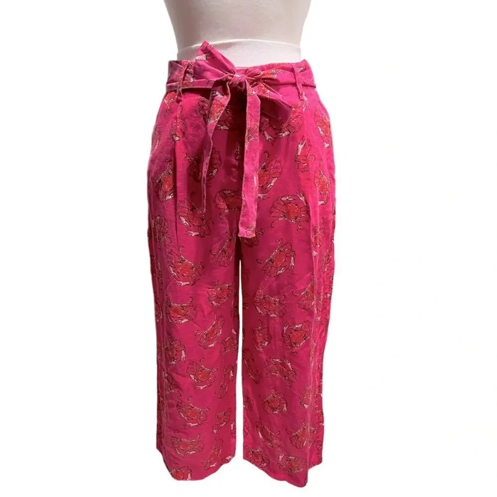 J. Crew Tie-waist linen pant in Ratti® king crab print Size 10 - Image 2