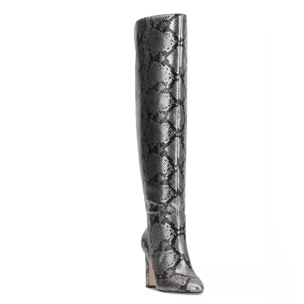 NEW Jessica Simpson Women's Mistia Over-The-Knee Boots In  Chrome Snake - Image 4