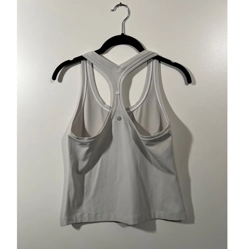 Lululemon Cool Racerback Shorter Length *Nulu White Racerback Tank Top Size 10 - Image 3