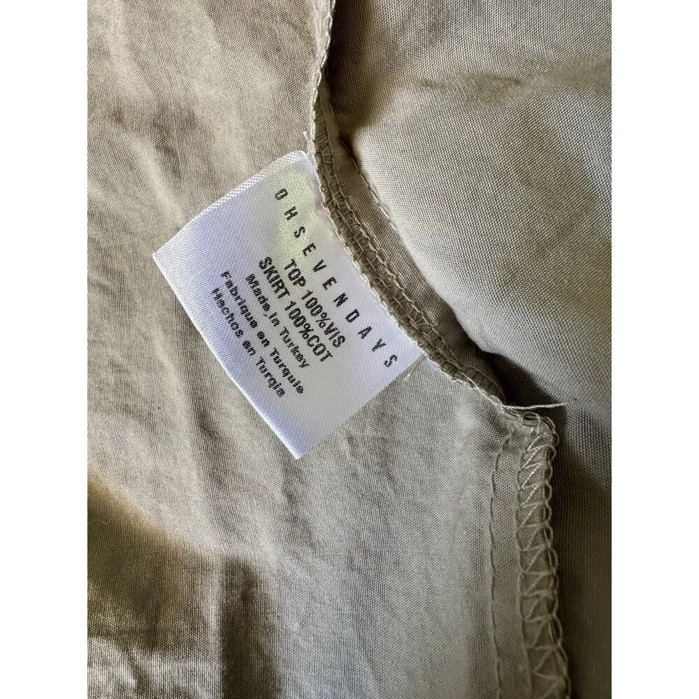 Oh Seven Days Maternity Louise Dress Sage Green Smocked Fit & Flare Size 1X - Image 8