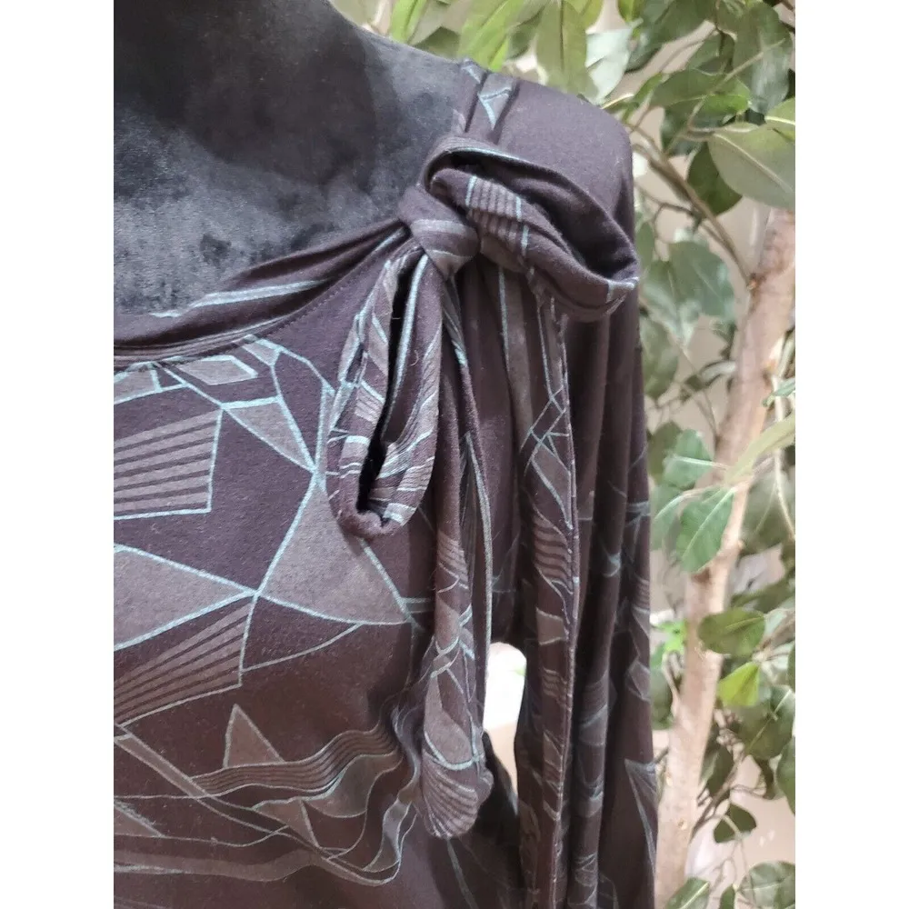 Diesel Women Black & Gray Rayon Round Neck Long Sleeve Casual Top Blouse Size XS - Image 4