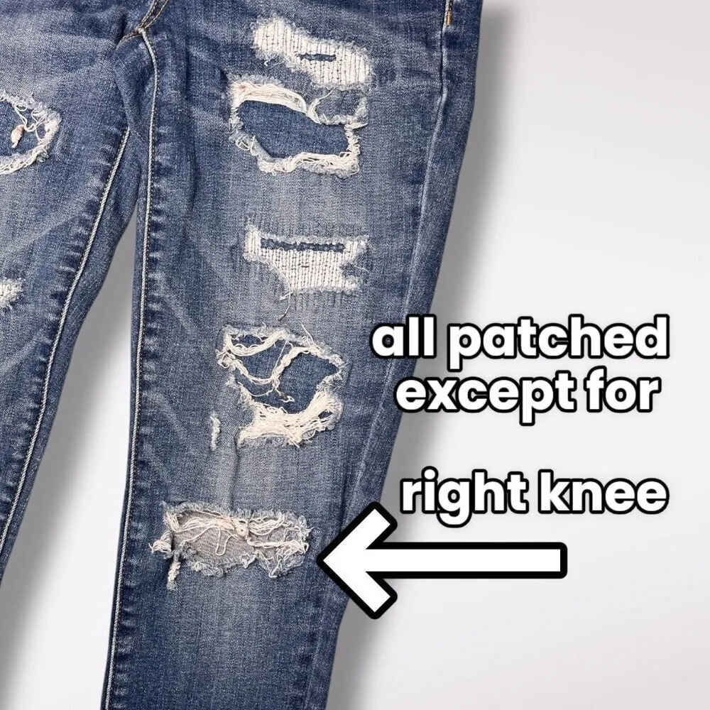 American Eagle Distressed Jegging Jeans Dark Wash Size 4 Short - Image 6