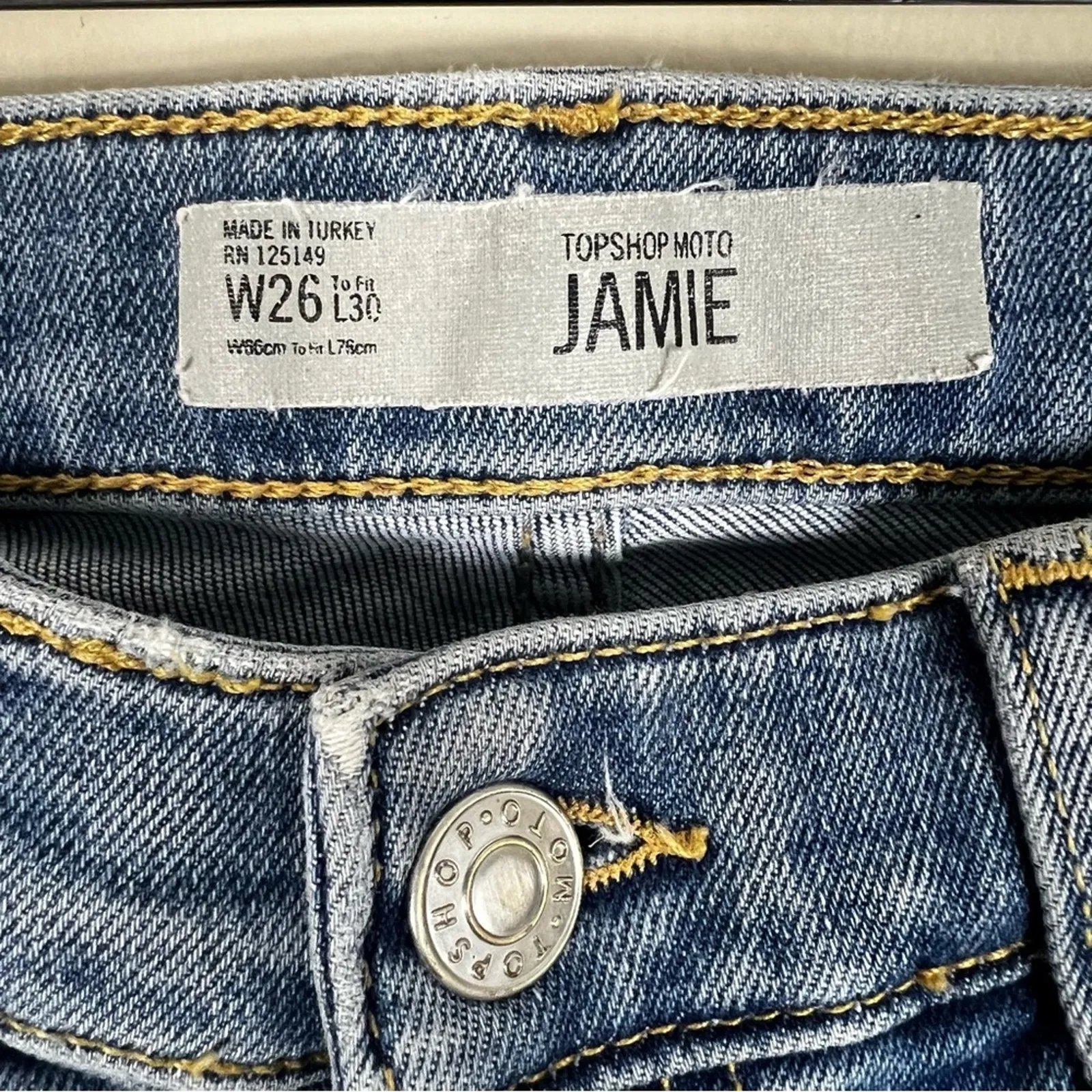 Topshop Jamie Skinny Jeans Womens 25 Distressed Medium Wash Stretch High Rise - Image 5