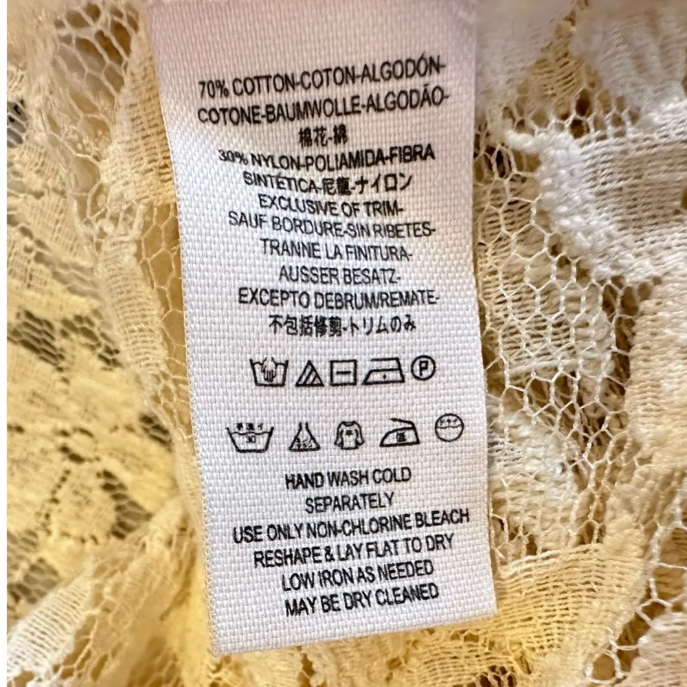 Vintage Free People Ethereal Victorian Lace Dainty Blouse Sheer Ivory Medium - Image 9