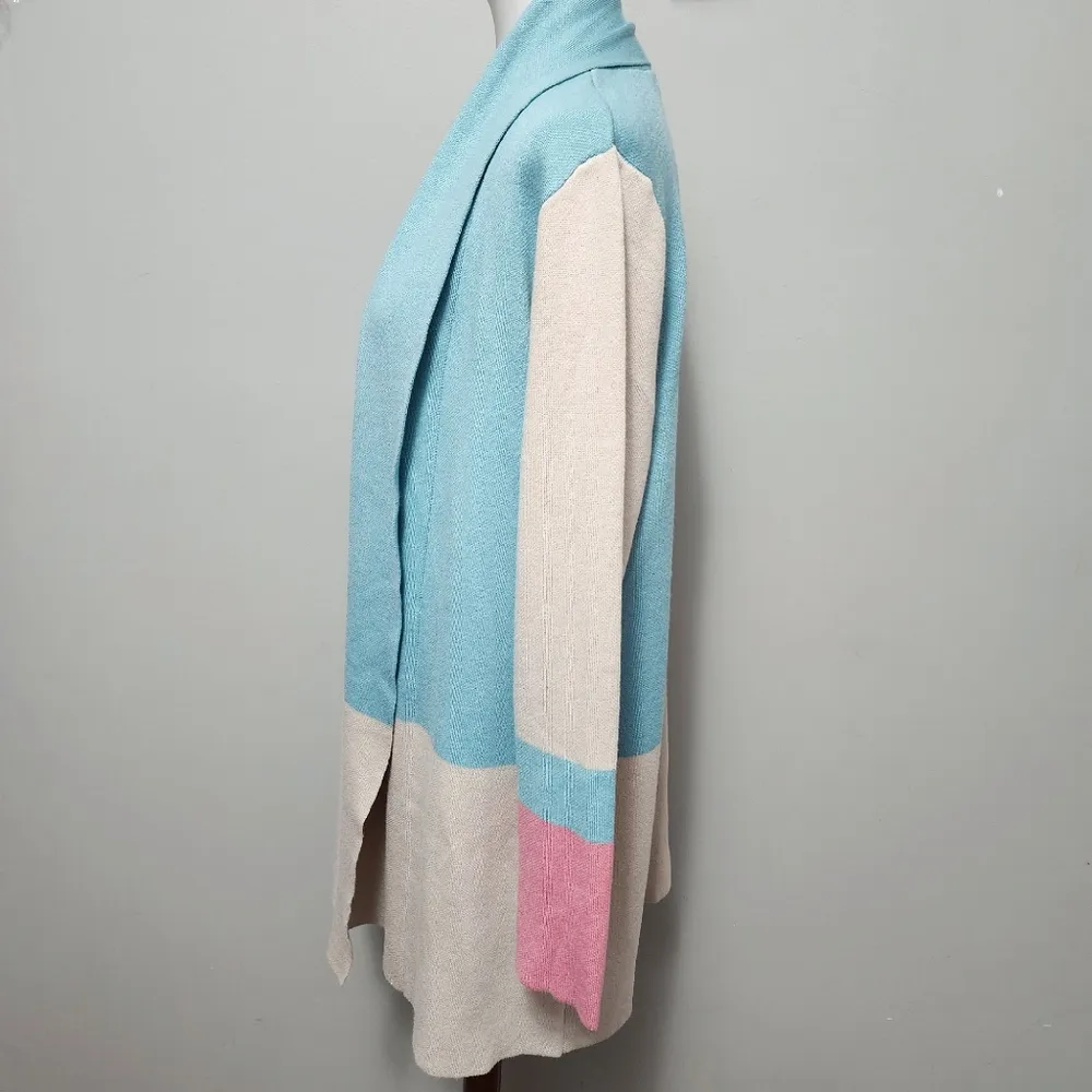 Christopher & Banks pastel neutral colorblock flyaway cardigan size large - Image 3