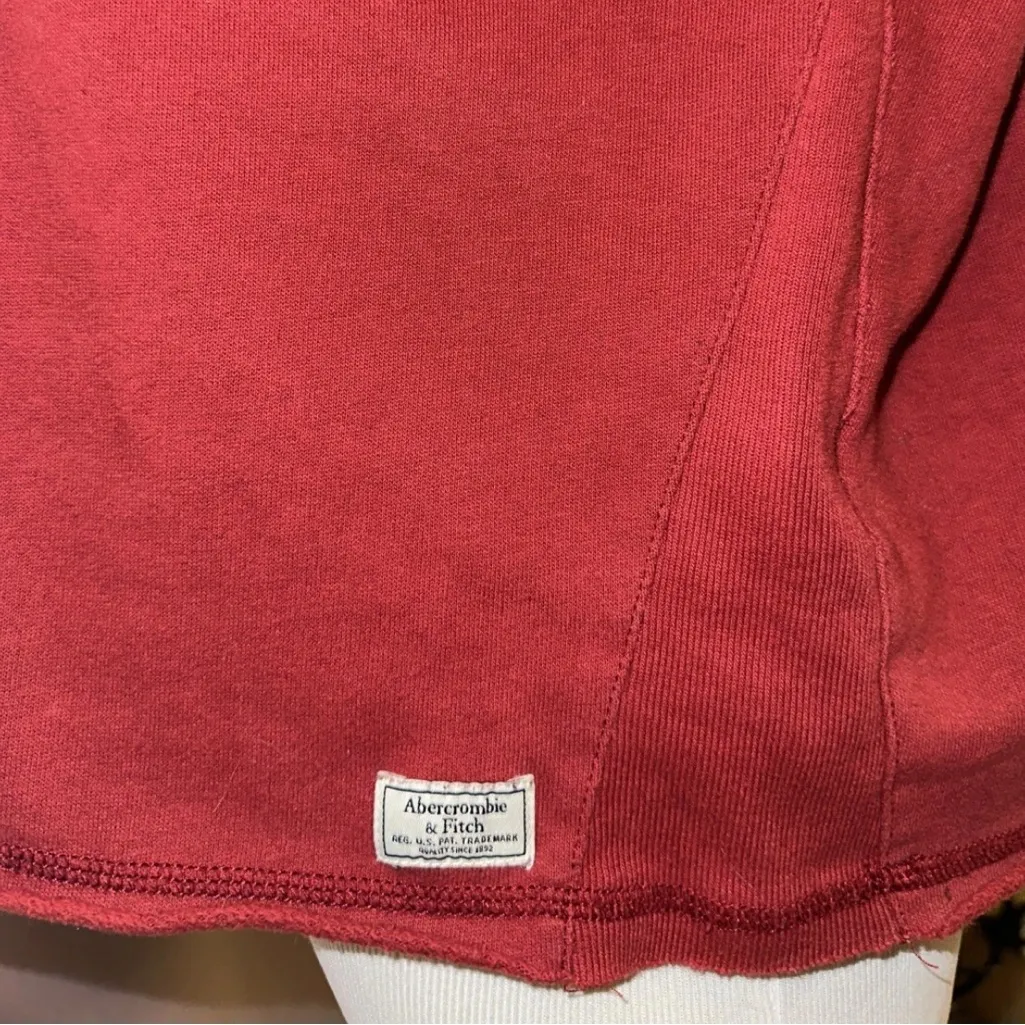 Abercrombie And fitch Slightly Cropped Hoodie Red Medium - Image 4