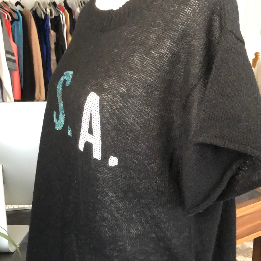 Wildfox Black “USA” sequined Sweater Top - Image 5