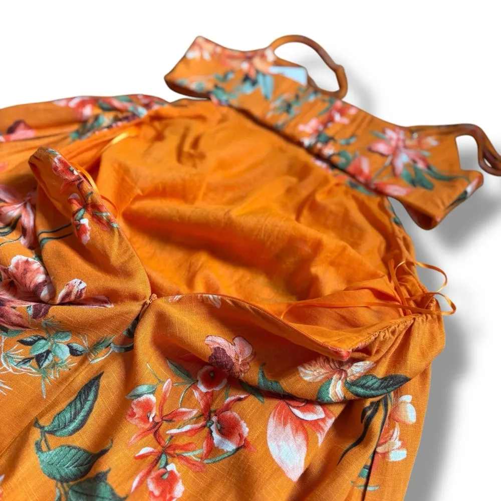 NWT O.P.T. Tuckernuck Orange Yellow Floral Midi Dress - Image 4