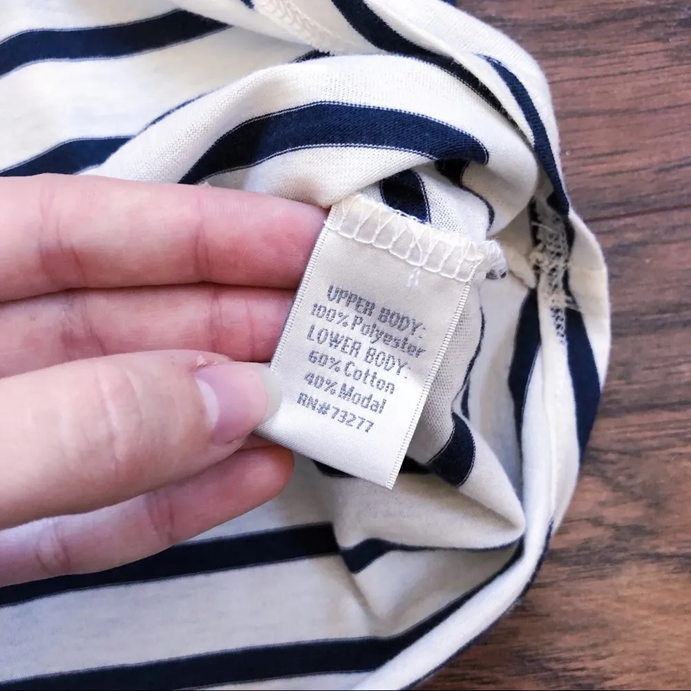 Lauren Conrad • sheer striped navy bow back top tee popover preppy twee - Image 5