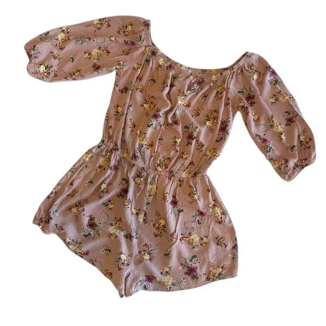 Haute Monde Floral Romper Off Shoulder Elastic Waist Casual‎ Cute Comfy Size S - Image 9