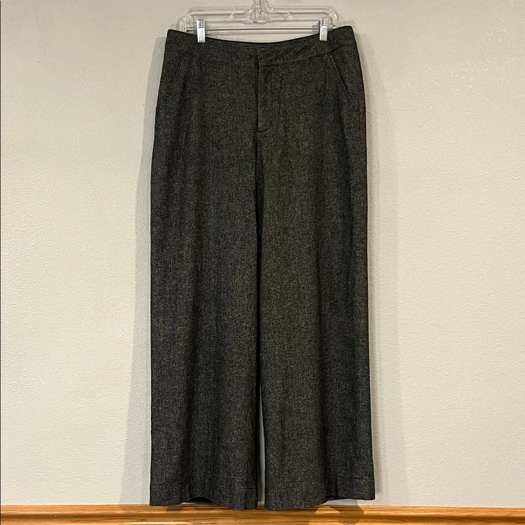 Garnet Hill wool blend lined wide leg trouser pants peppered tweed 14 - Image 3