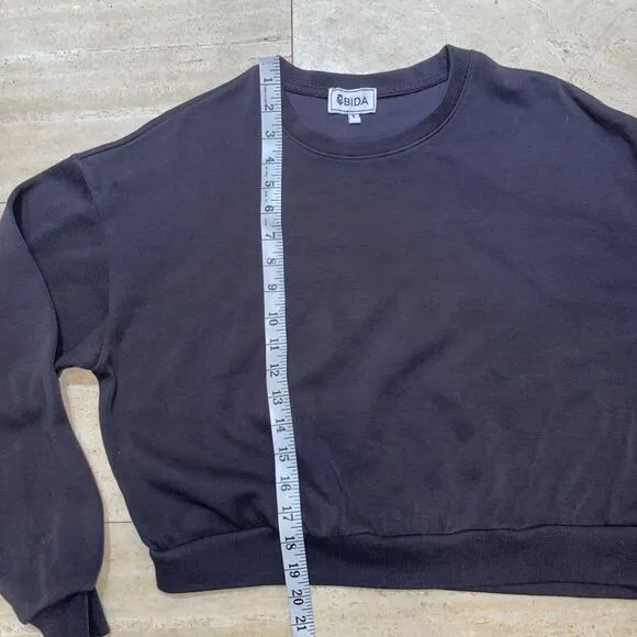 Bida Womens Pullover Sweatshirt Dark Gray Cropped Size Small‎ - Image 4
