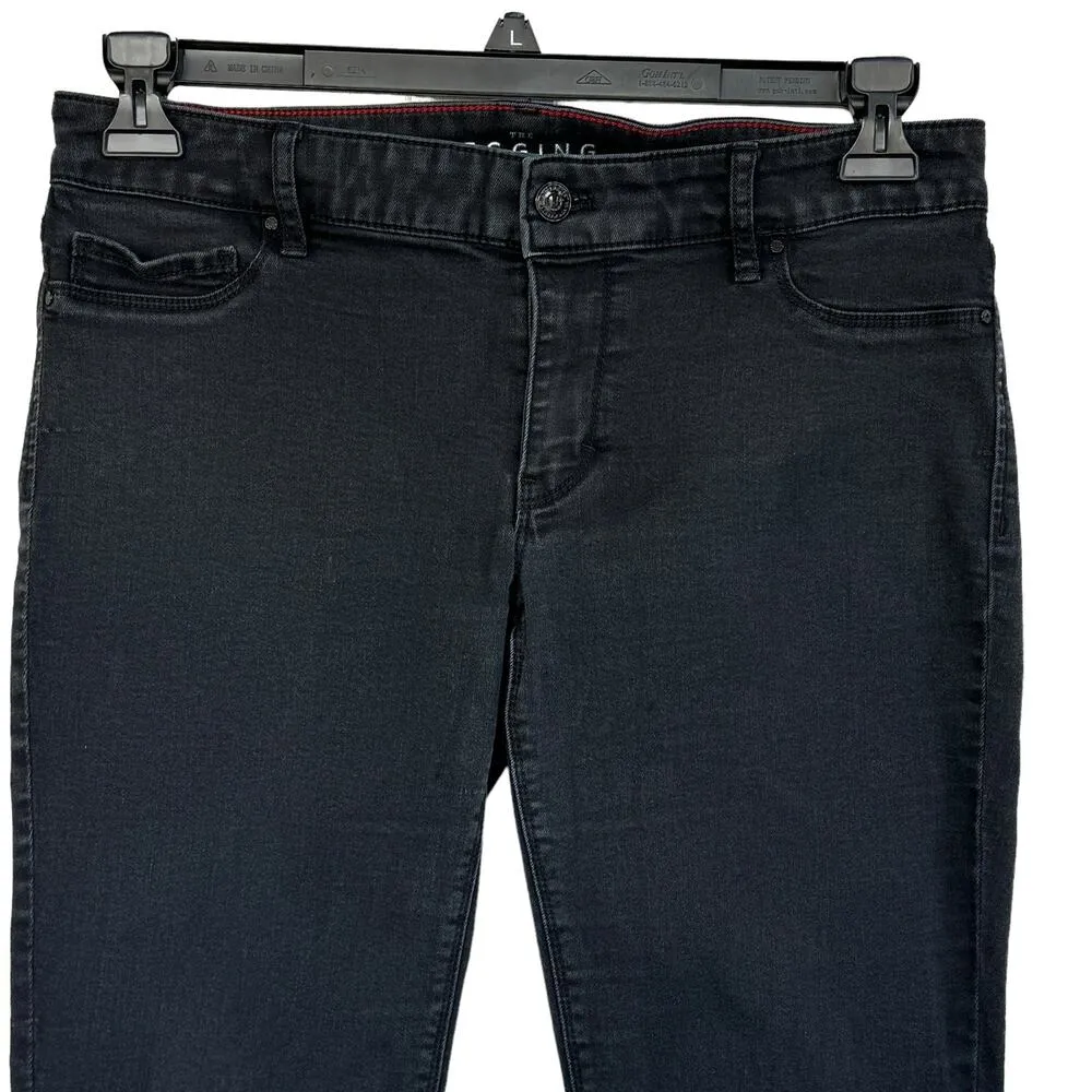 WHBM SZ 4S SHORT Jegging Jeans Stretch Zip-Fly Low-Rise Pockets Black Wash - Image 2