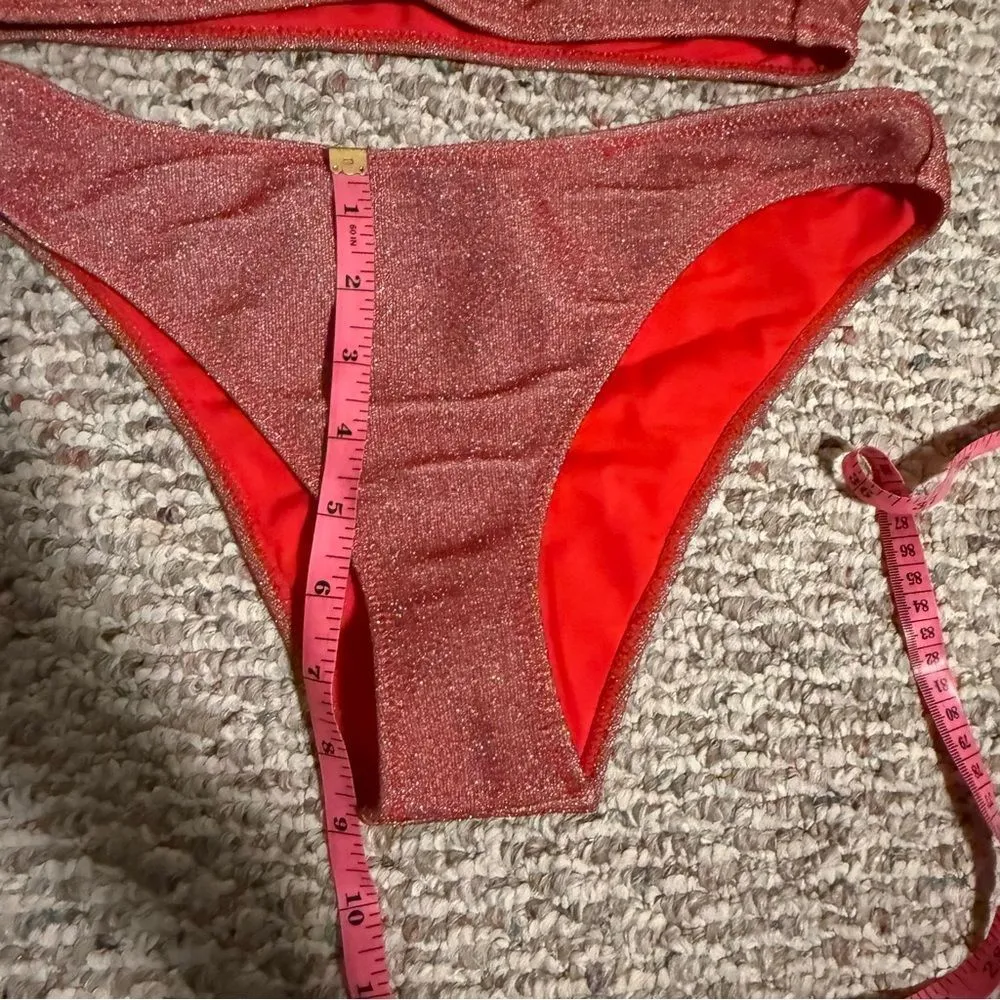 Kendall & Kylie Red Shimmer Bandeau Bikini- Size Small - Image 6