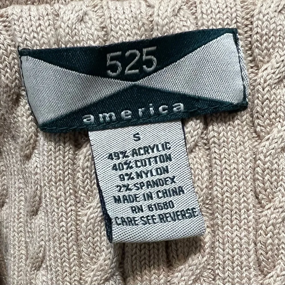 525 America Button Up Blazer Cardigan Vintage Neutral Beige Cable Knit S - Image 9