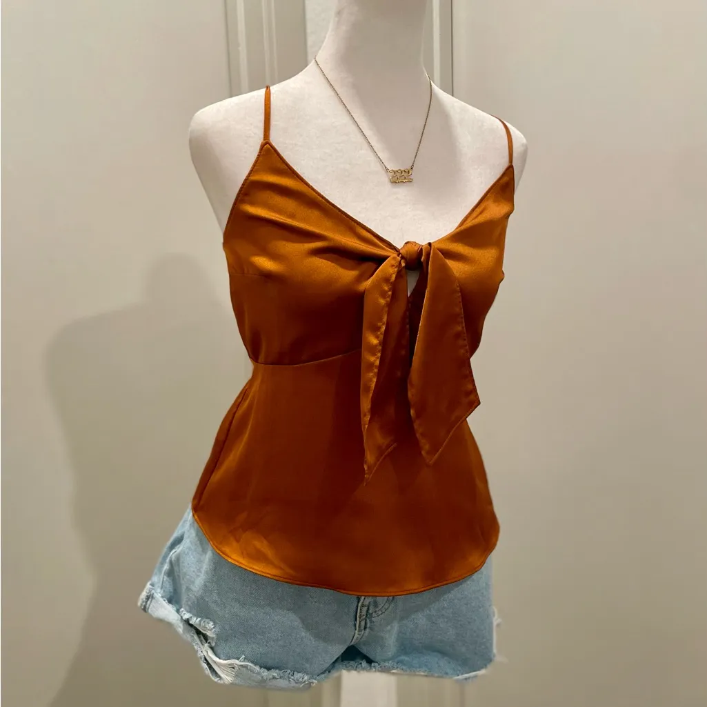 Abercrombie & Fitch A+F Rust Brown Orange Tank Top With Tie at Front - S - Image 2