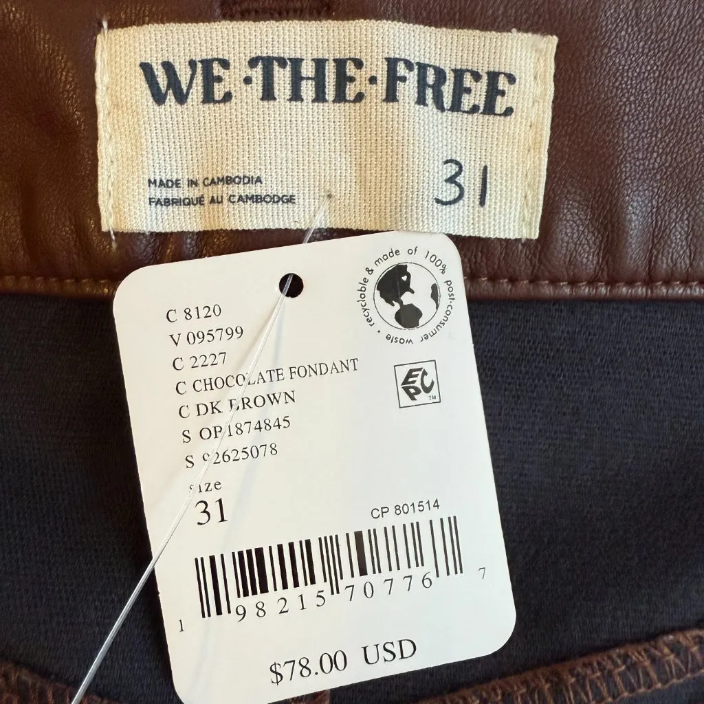 We The Free Free People Wynne Faux Leather Mini Skirt Women's 31 Brown Vegan NWT - Image 8