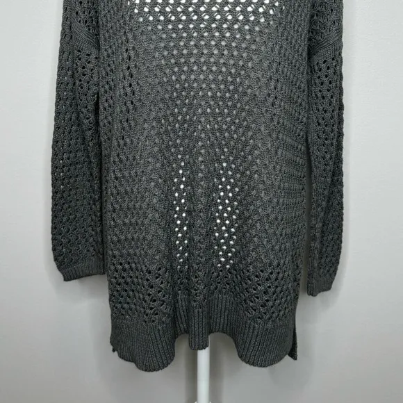 Peruvian Connection Open Knit Sweater Medium‎ Gray Long Sleeve Layering Pullover - Image 3