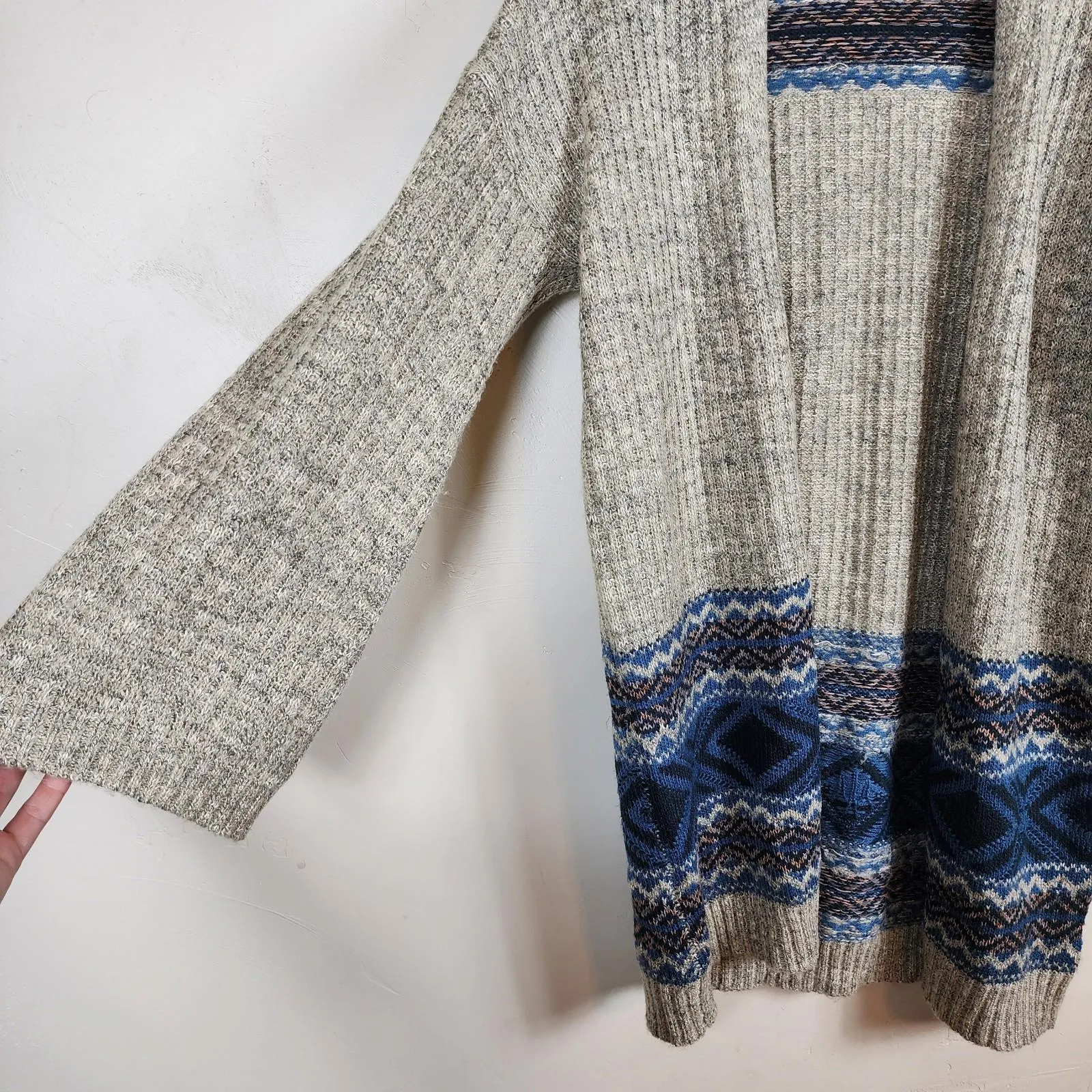 Hem & Thread Cardigan Sweater Women's M Knit Aztec Fair Isle Boho Cottagecore - Image 3
