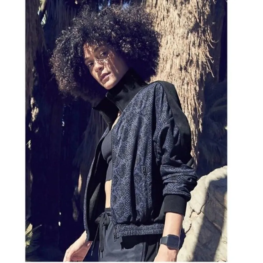 Athleta Brooklyn Bomber‎ Zip Up Jacket Blue Python Size S - Image 2