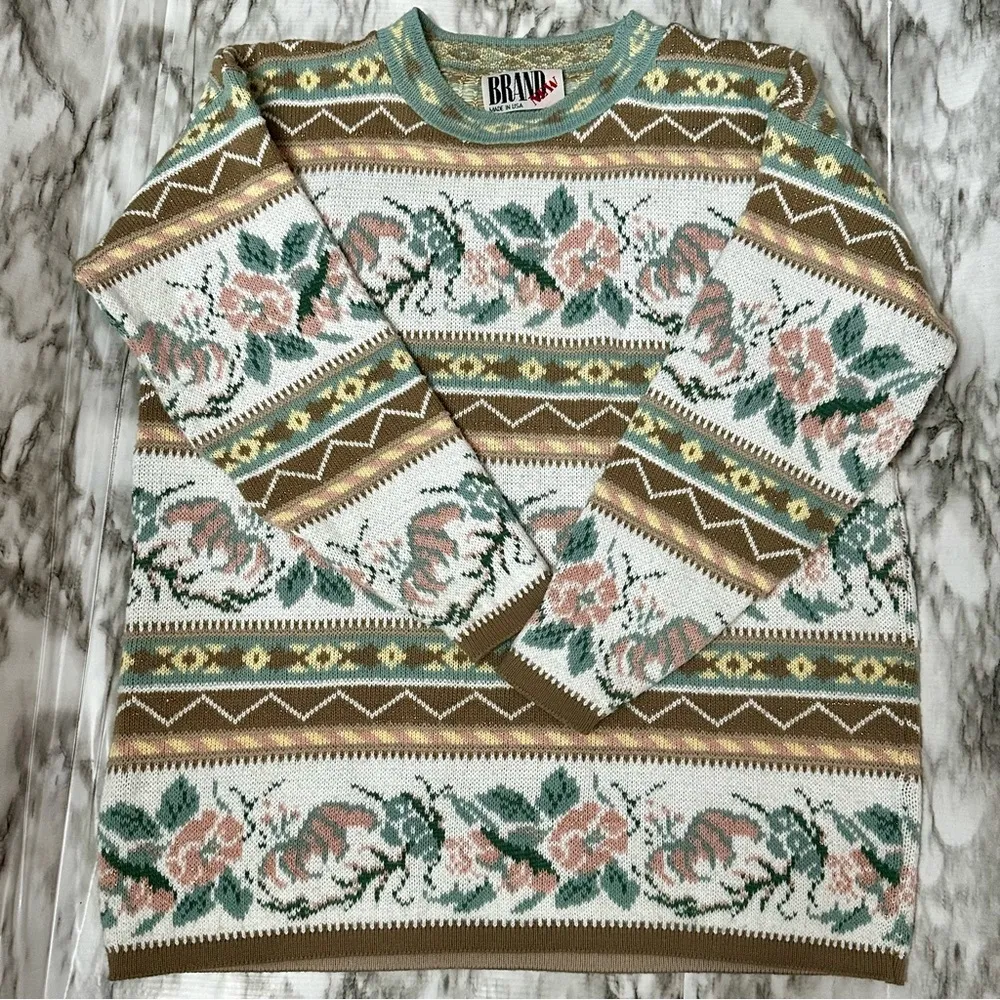 Vintage Cottagecore 80 90s Tunic Oversized Sweater Fairy Kei Granny Womens Sz L Pink Size L - Image 4