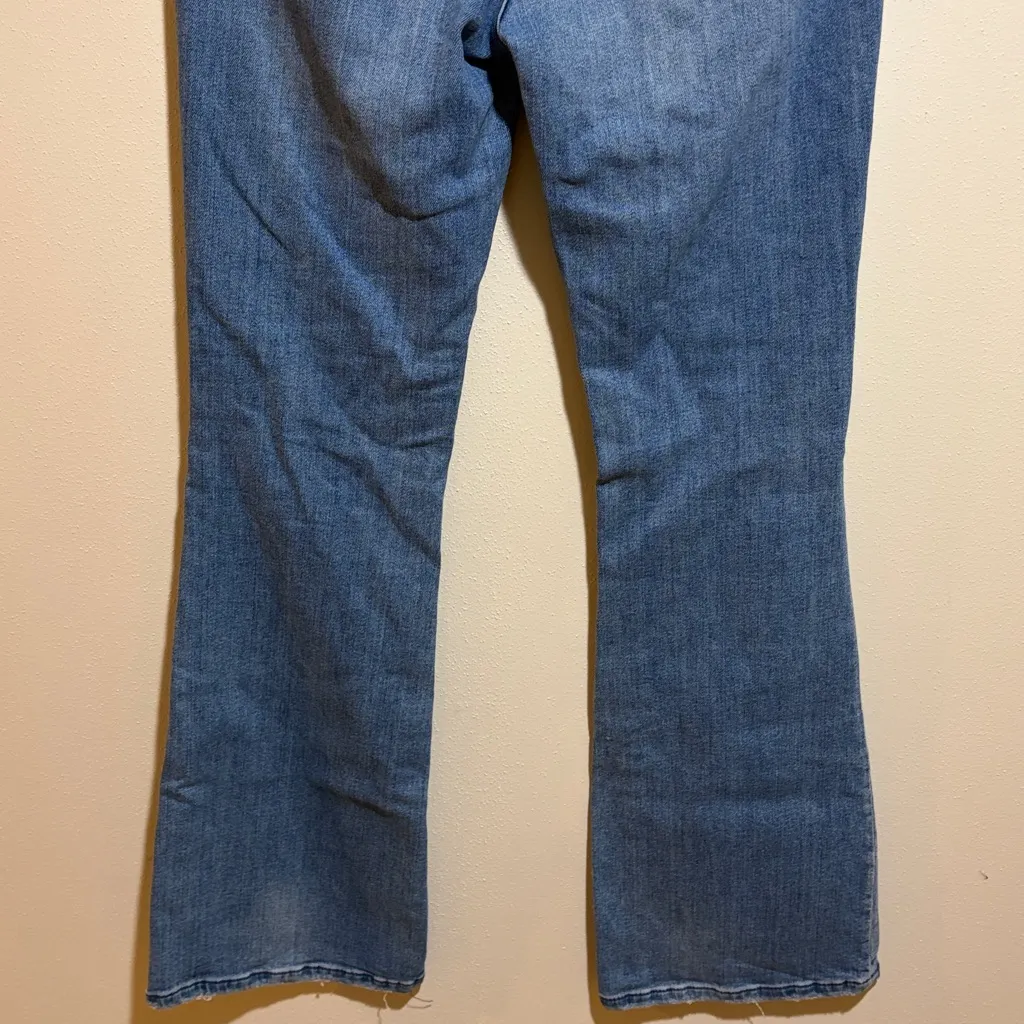 Pilcro Anthropologie The Icon High Waist Distressed Denim Flare Jeans Size 28 - Image 13