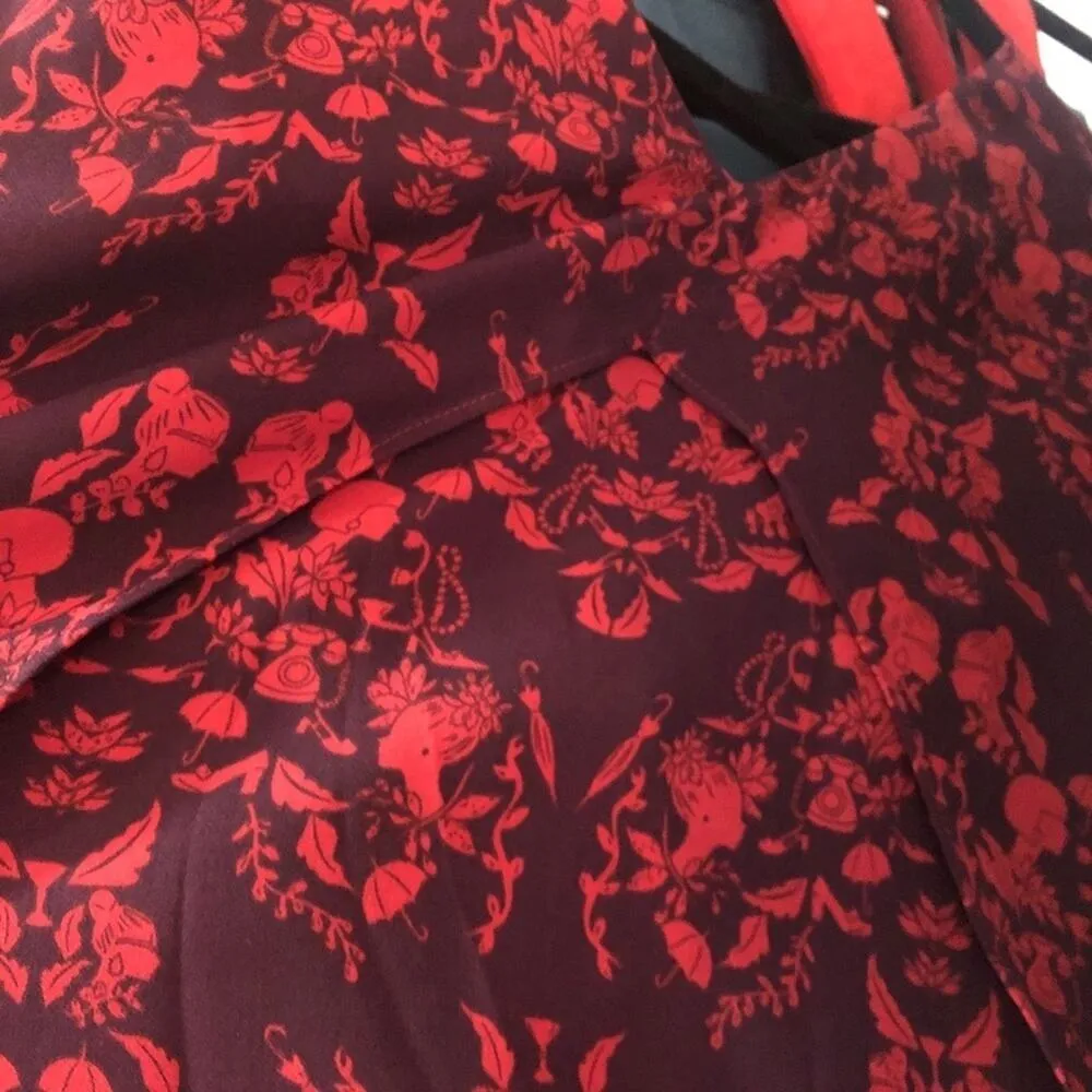 Cabi Purple & Red Floral Sleeveless Blouse Womens S Boho Preppy Office Girly - Image 5