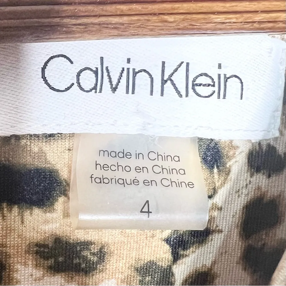 Calvin Klein Leopard Print Sheath Cocktail Dress Size 4 Small - Image 7