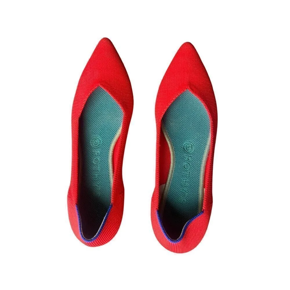 Rothy's The Point Ballet Flat Knit Fabric Size W8 Red Pointed Toe - Image 5