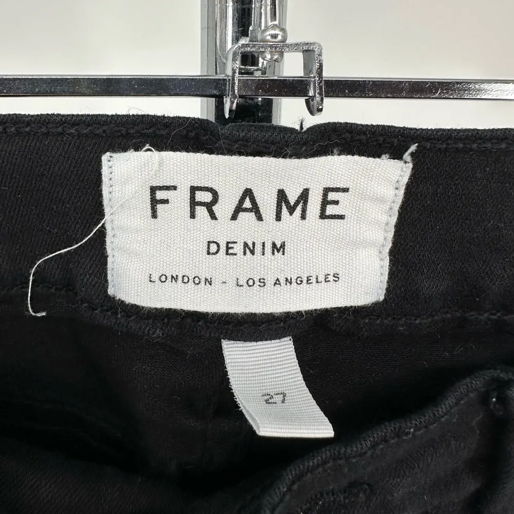 FRAME Le Skinny de Jeanne Raw Hem Mid-Ride Jeans size 27 Film Noir Black - Image 7