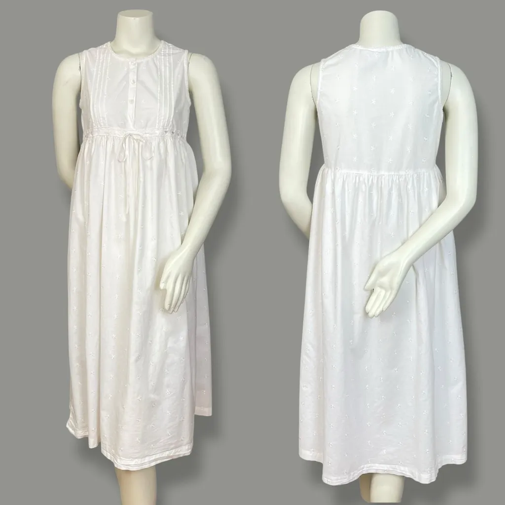 Cotton Nightgown White Embroidered Classic Sleeveless Ribbon Gilligan & O‘Malley - Image 2