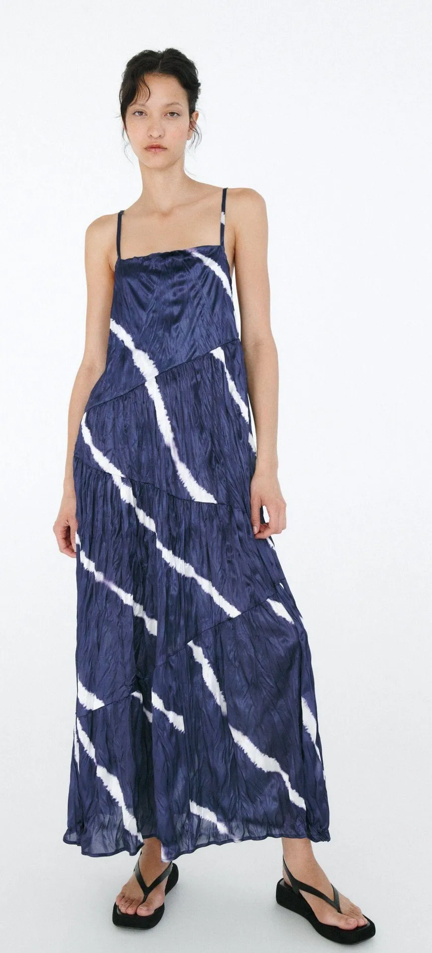 knee length dresses for ladies ZARA Blue Polka Dot Printed Midi Dress UK XS