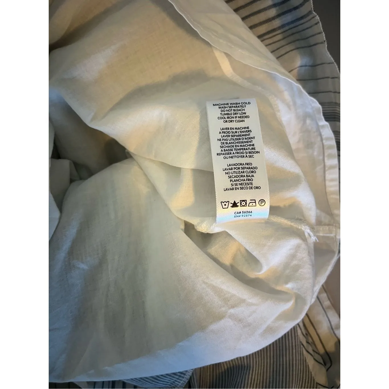 Splendid Blue White Striped‎ Cotton Lined Long Sleeve Smocked Waist Dress Small - Image 5