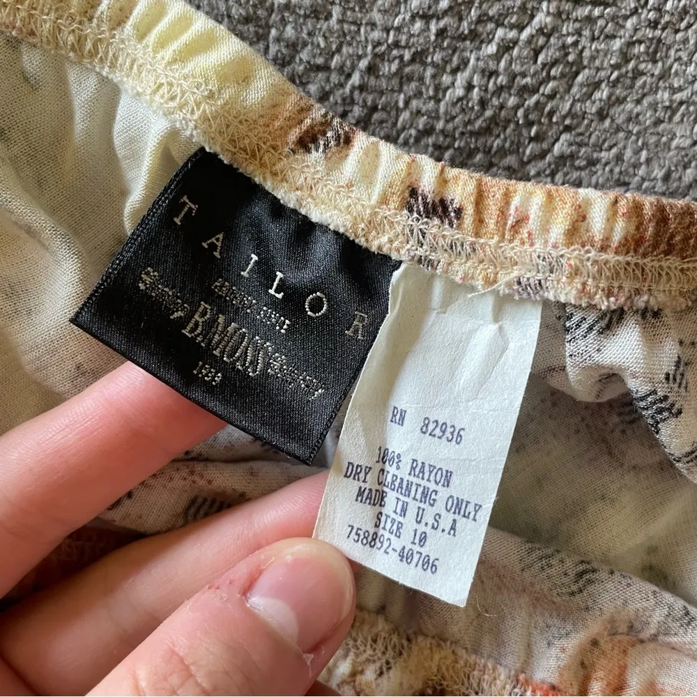 Vintage 90s B.Moss Fairy Grunge Renaissance Floral Printed Trumpet Midi Skirt 10 - Image 4