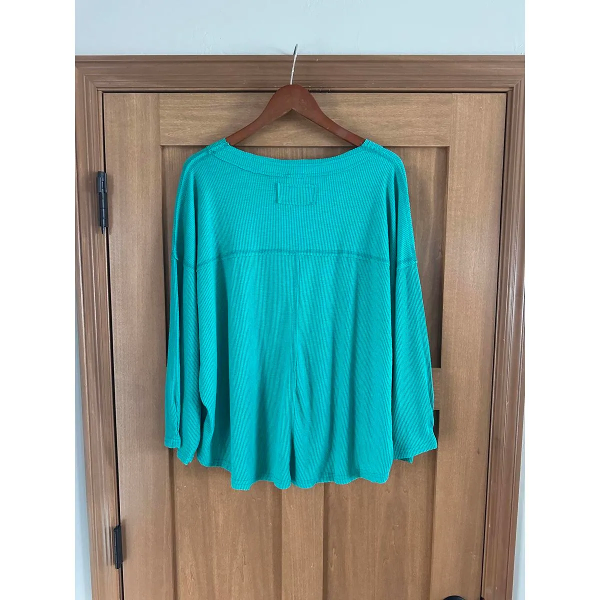 POL Wide Sleeve Oversized Thermal Knit Top Teal Blue / Green Women’s size Small - Image 5