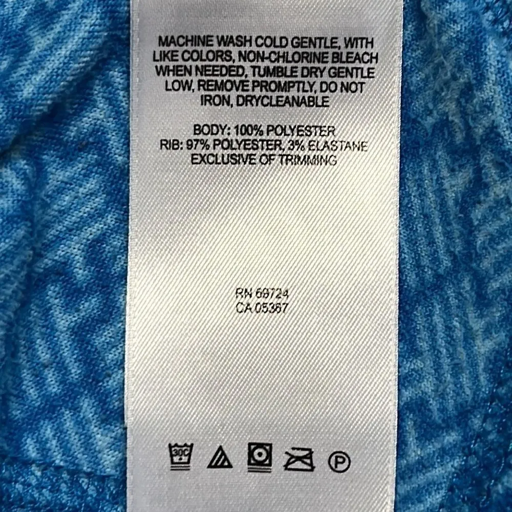 Columbia Women’s Blue Mock Neck Zip Up Long Sleeve Abstract Pattern Pullover- Lg - Image 13