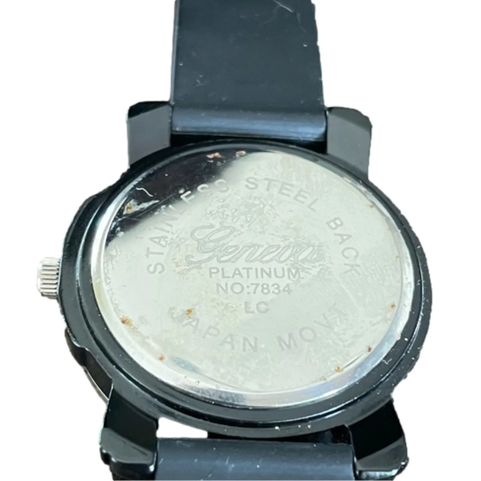 ⭐️ Geneva‎ Platinum Heart With Wings Black Rubber Unisex Watch Stainless Steel - Image 5