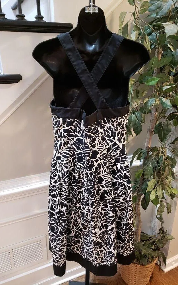 American Living Dress Womens 8 Black White Floral Fit Flare Sleeveless Party - Image 7