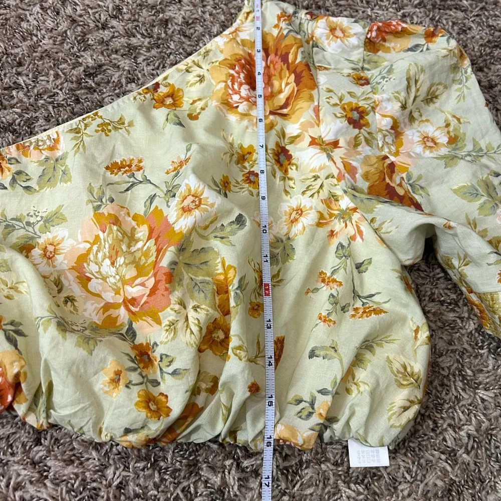 En Saison Milana Top NWT Anthropologie Anthro Asymmetrical Crop Floral Blouse L Orange Size L - Image 9