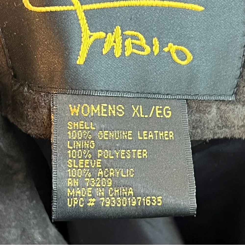 Fabio Size XL Leather Zip Front w/Sweater Style Sleeves & Pockets - Image 9