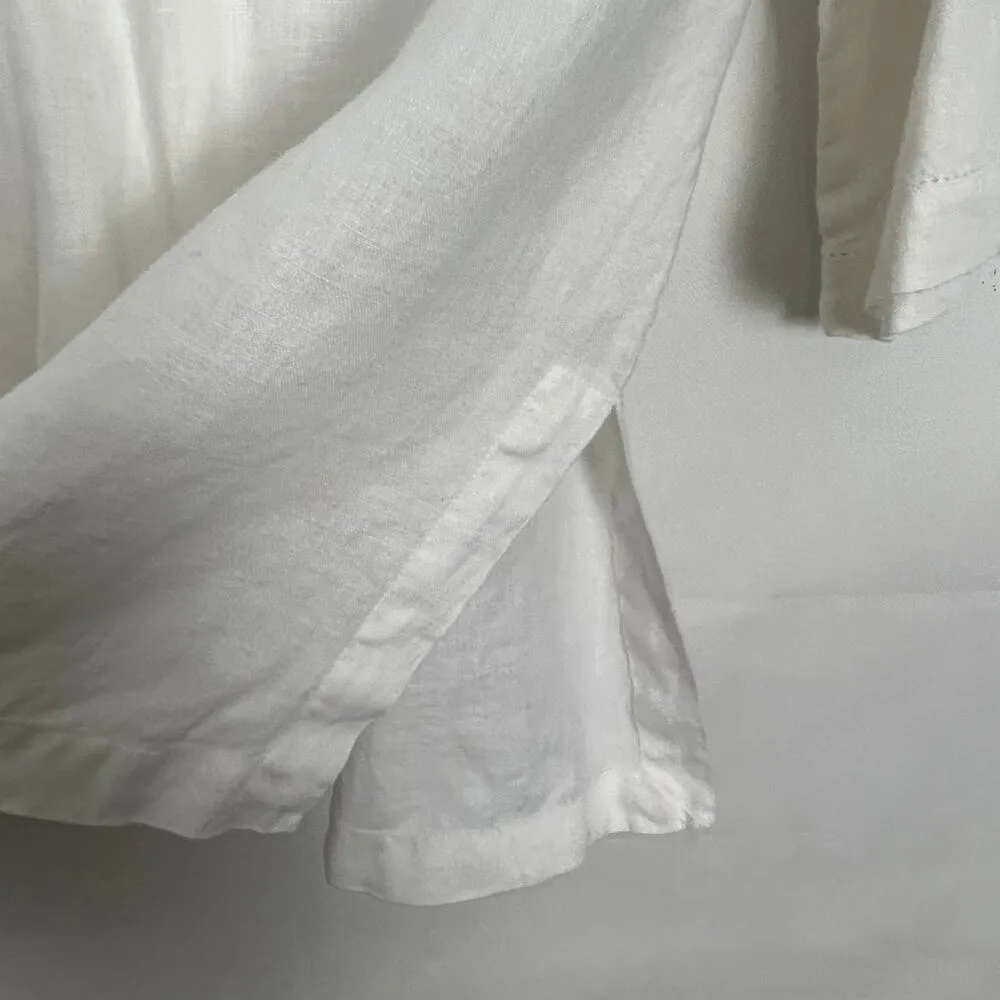 Women's Linen Top Beachy Bohemian Coastal Nautical Lagenlook Cottagecore Peasant Size M - Image 8