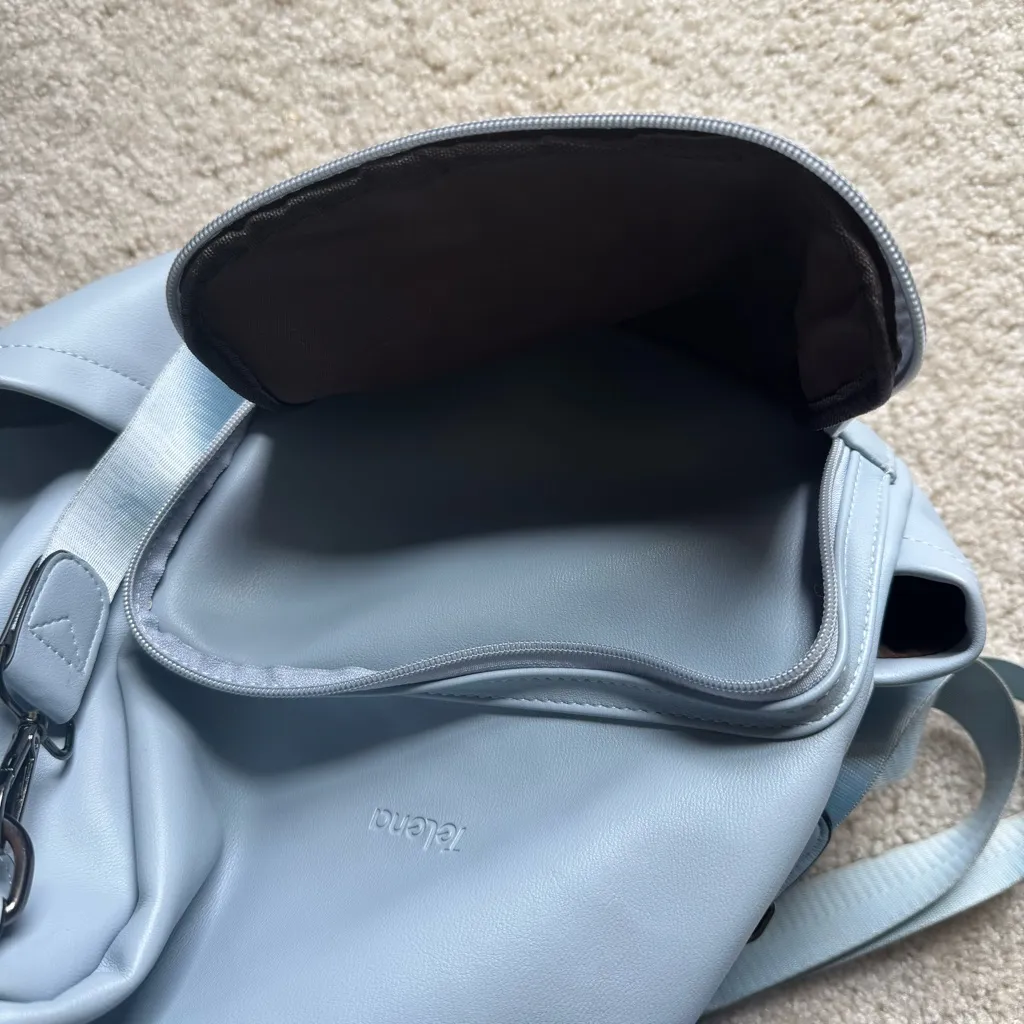Telena Blue Casual Backpack with Leather - Image 10