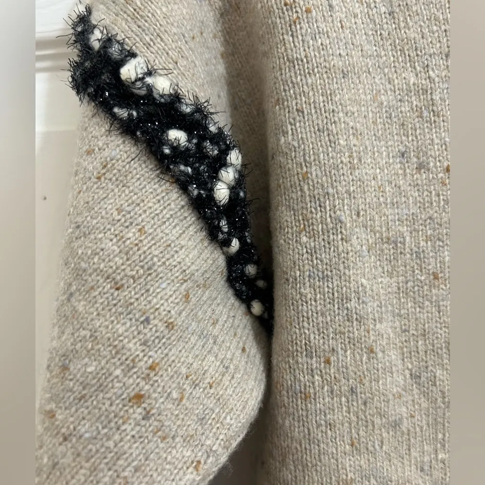 See by Chloe Wool Knit Dress with Pockets Tan, Black and White Size Small - Image 9