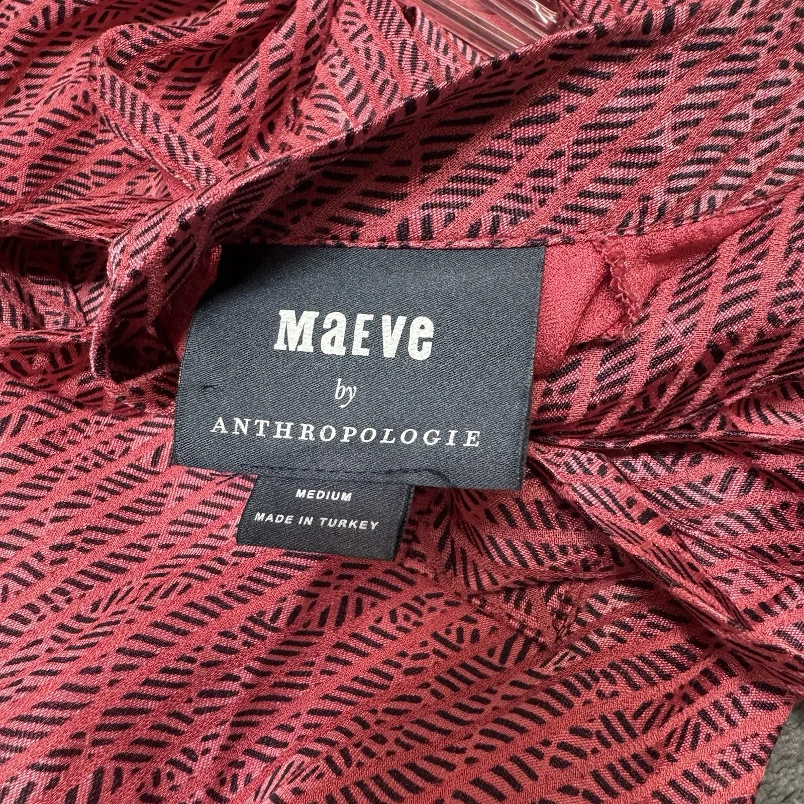 Anthropologie Maeve High Neck Tank Size M Pink Geometric Satin Tie Bow - Image 5