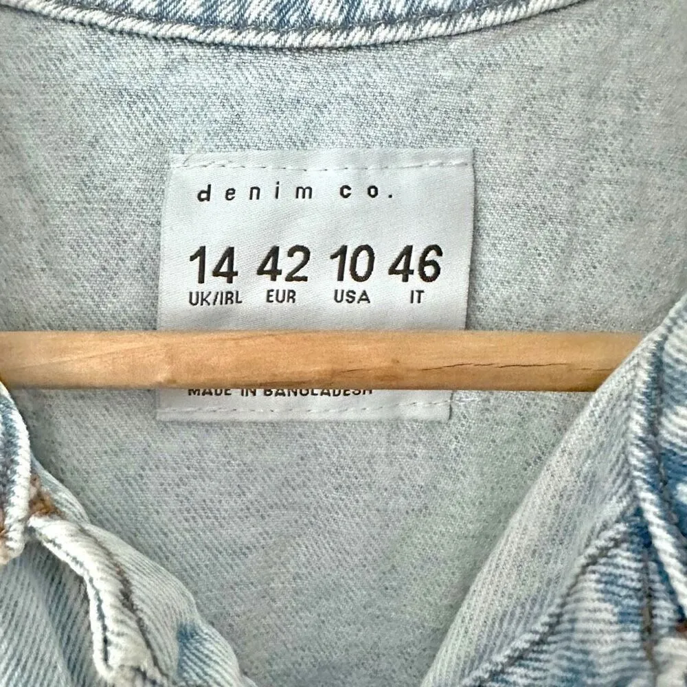 PRIMARK DENIM CO | Light Wash Romper Blue Denim Jean Utility Snap | Size 10 - Image 4