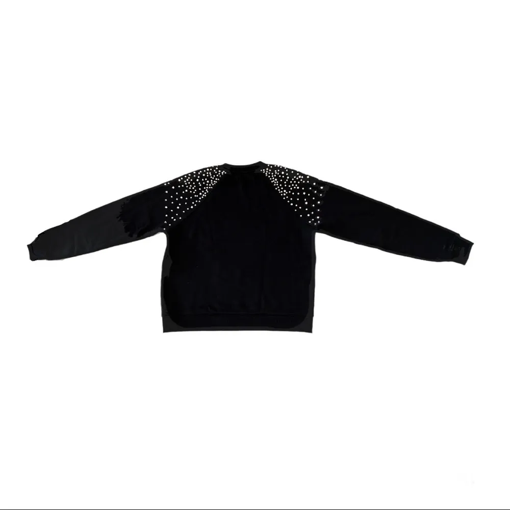 Ba&sh Cheek Noir Rhinestone Crewneck Sweatshirt, Black, Size M - Image 6