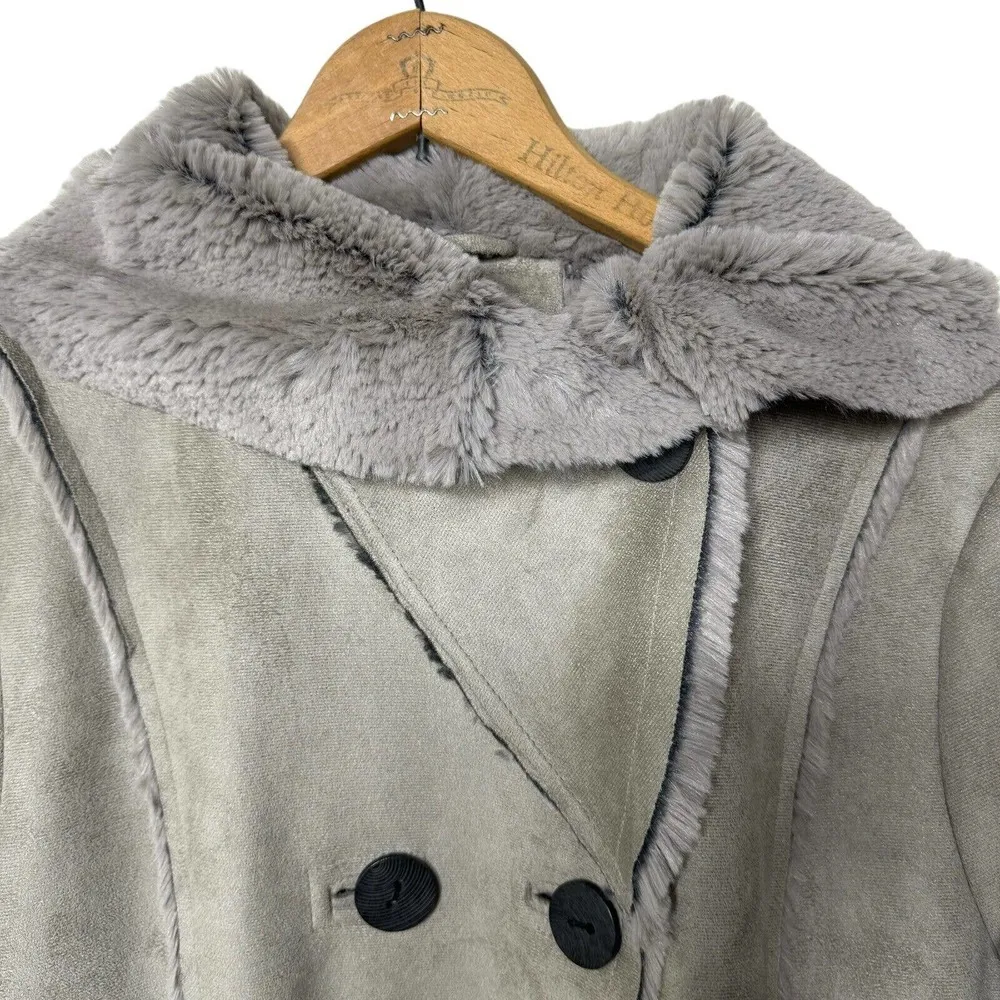 NEW Pendleton Diana Faux Shearling Gray Coat Mid Length Warm Womens XL - Image 5